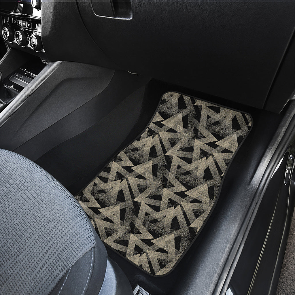 Black And Beige Geometric Triangle Print Front and Back Car Floor Mats