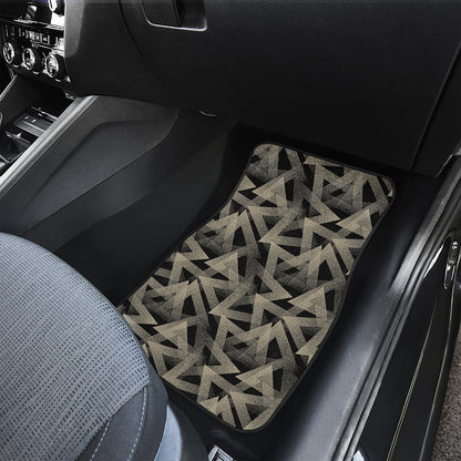 Black And Beige Geometric Triangle Print Front and Back Car Floor Mats