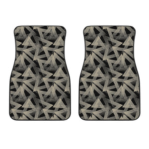 Black And Beige Geometric Triangle Print Front Car Floor Mats