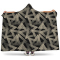 Black And Beige Geometric Triangle Print Hooded Blanket