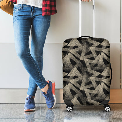 Black And Beige Geometric Triangle Print Luggage Cover