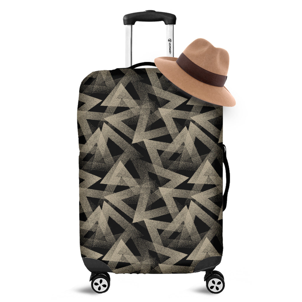 Black And Beige Geometric Triangle Print Luggage Cover