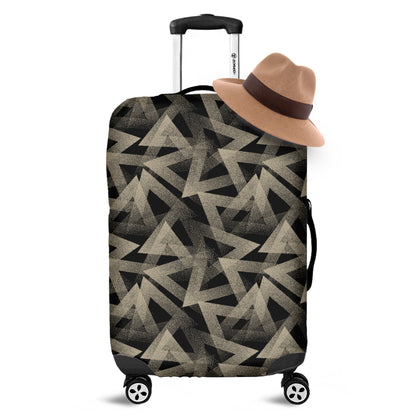 Black And Beige Geometric Triangle Print Luggage Cover
