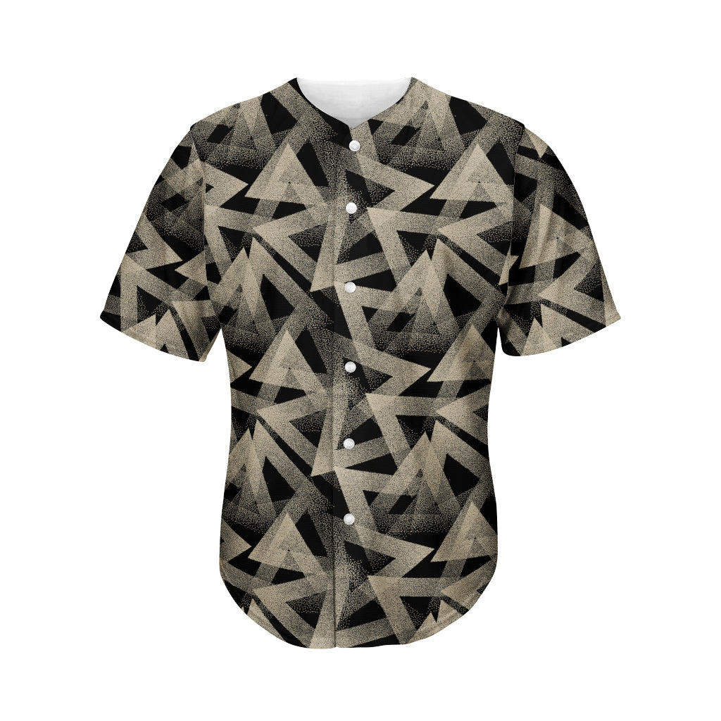 Black And Beige Geometric Triangle Print Men's Baseball Jersey
