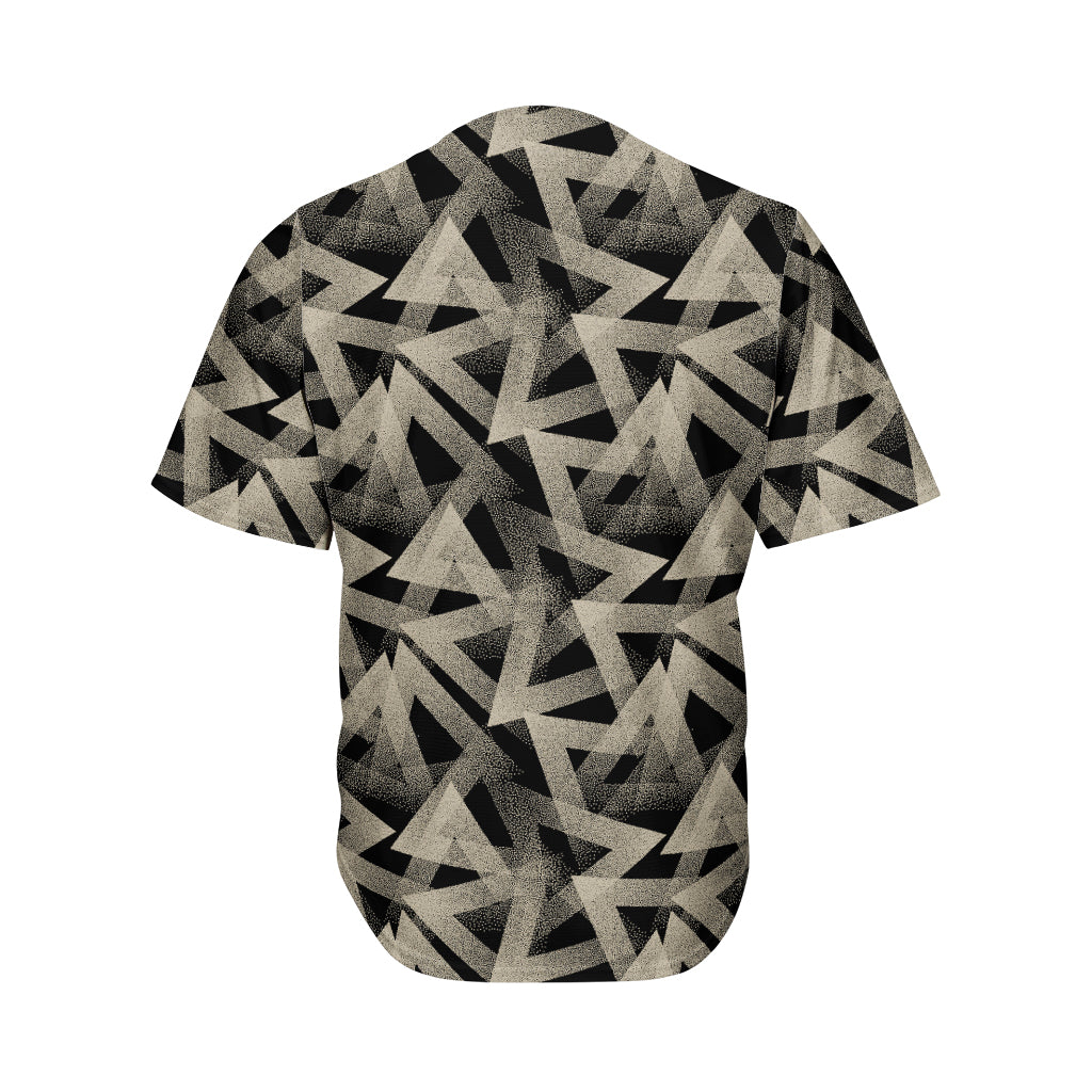 Black And Beige Geometric Triangle Print Men's Baseball Jersey