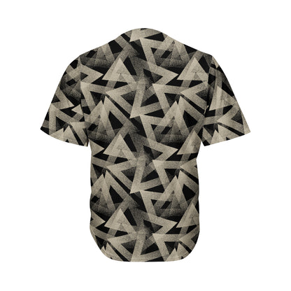 Black And Beige Geometric Triangle Print Men's Baseball Jersey