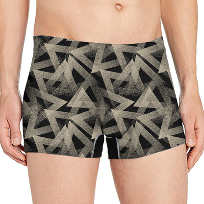 Black And Beige Geometric Triangle Print Men's Boxer Briefs