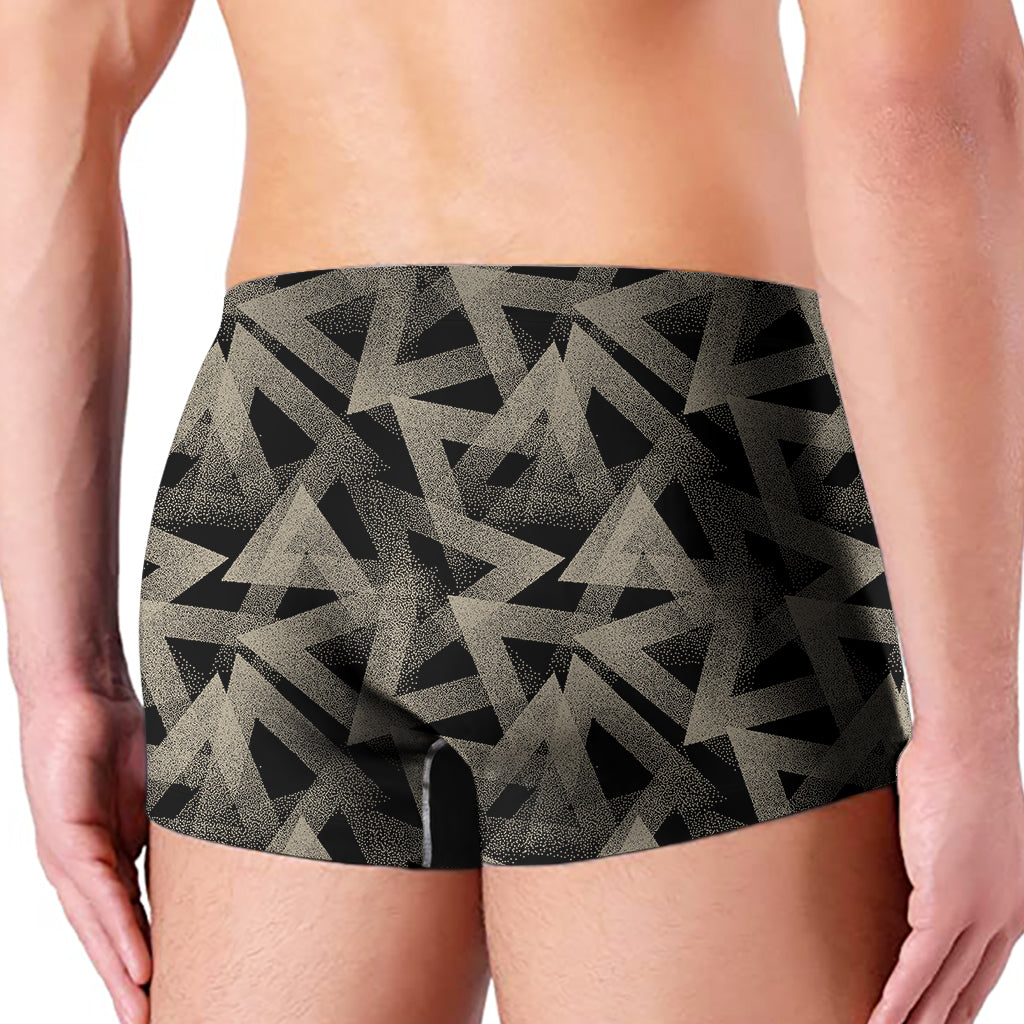 Black And Beige Geometric Triangle Print Men's Boxer Briefs