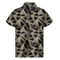 Black And Beige Geometric Triangle Print Men's Short Sleeve Shirt