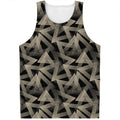 Black And Beige Geometric Triangle Print Men's Tank Top