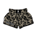 Black And Beige Geometric Triangle Print Muay Thai Boxing Shorts