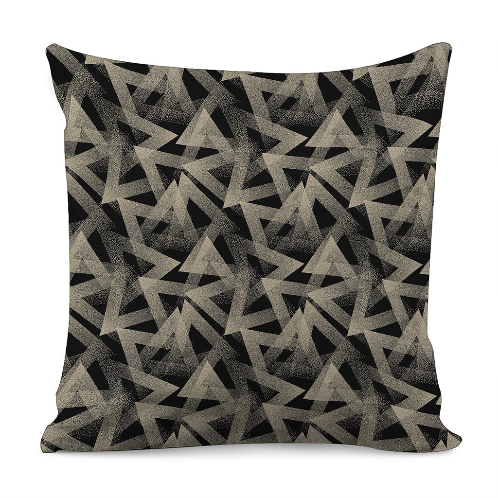 Black And Beige Geometric Triangle Print Pillow Cover