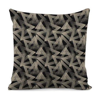 Black And Beige Geometric Triangle Print Pillow Cover