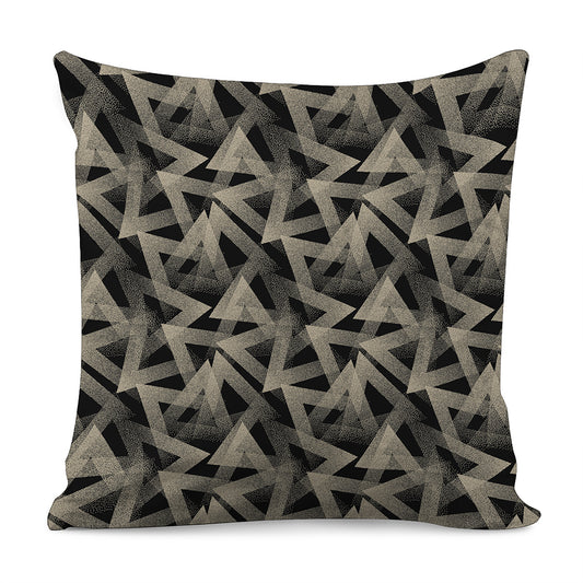 Black And Beige Geometric Triangle Print Pillow Cover