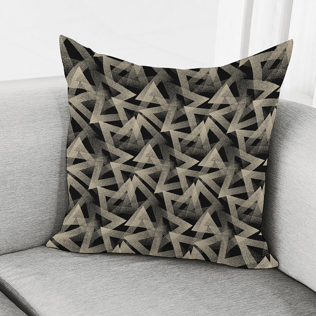 Black And Beige Geometric Triangle Print Pillow Cover