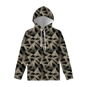 Black And Beige Geometric Triangle Print Pullover Hoodie