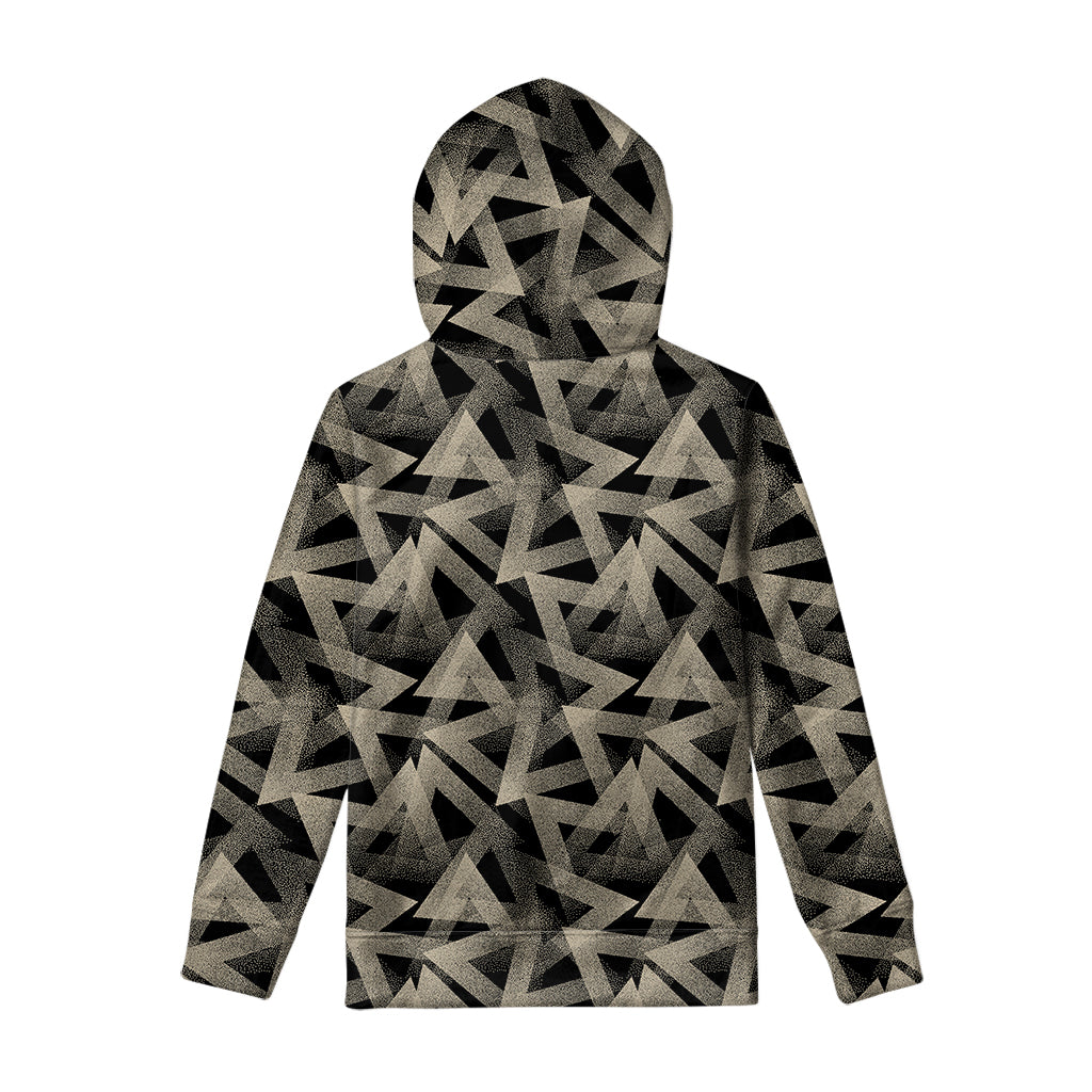 Black And Beige Geometric Triangle Print Pullover Hoodie