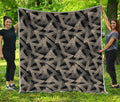 Black And Beige Geometric Triangle Print Quilt