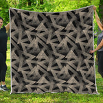 Black And Beige Geometric Triangle Print Quilt