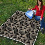Black And Beige Geometric Triangle Print Quilt