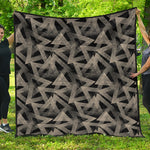 Black And Beige Geometric Triangle Print Quilt