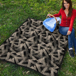 Black And Beige Geometric Triangle Print Quilt