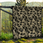 Black And Beige Geometric Triangle Print Quilt