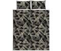 Black And Beige Geometric Triangle Print Quilt Bed Set