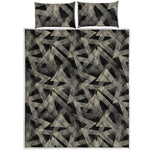 Black And Beige Geometric Triangle Print Quilt Bed Set