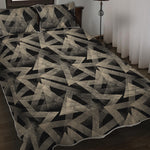 Black And Beige Geometric Triangle Print Quilt Bed Set