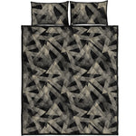 Black And Beige Geometric Triangle Print Quilt Bed Set