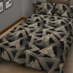 Black And Beige Geometric Triangle Print Quilt Bed Set
