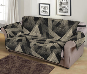 Black And Beige Geometric Triangle Print Sofa Protector