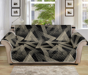 Black And Beige Geometric Triangle Print Sofa Protector