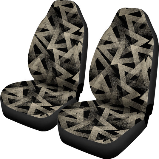 Black And Beige Geometric Triangle Print Universal Fit Car Seat Covers