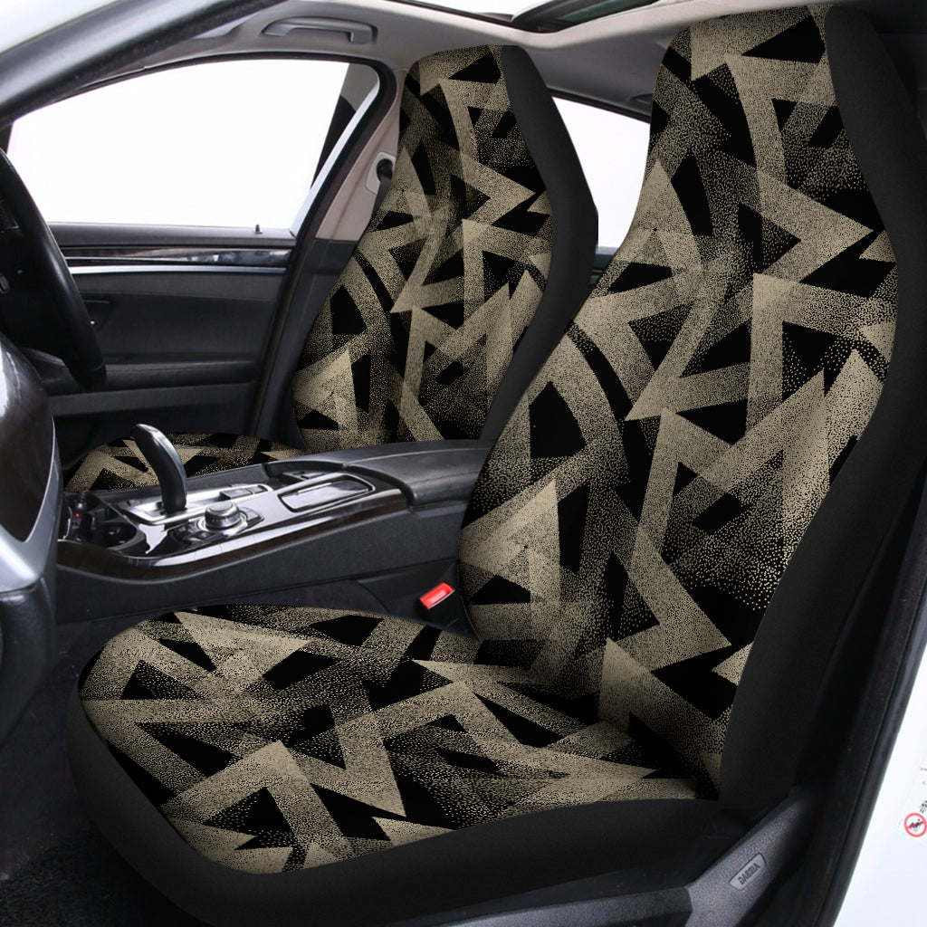Black And Beige Geometric Triangle Print Universal Fit Car Seat Covers