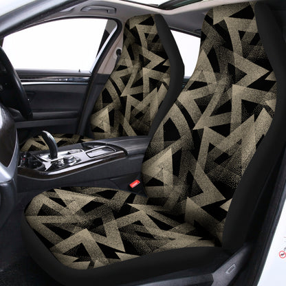 Black And Beige Geometric Triangle Print Universal Fit Car Seat Covers