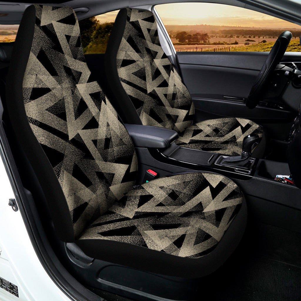 Black And Beige Geometric Triangle Print Universal Fit Car Seat Covers