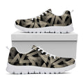 Black And Beige Geometric Triangle Print White Running Shoes
