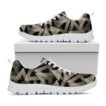 Black And Beige Geometric Triangle Print White Sneakers