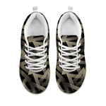 Black And Beige Geometric Triangle Print White Sneakers