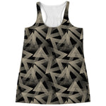 Black And Beige Geometric Triangle Print Women's Racerback Tank Top