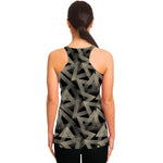 Black And Beige Geometric Triangle Print Women's Racerback Tank Top