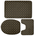Black And Beige Orthodox Pattern Print 3 Piece Bath Mat Set