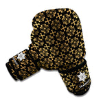 Black And Beige Orthodox Pattern Print Boxing Gloves