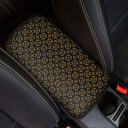 Black And Beige Orthodox Pattern Print Car Center Console Cover