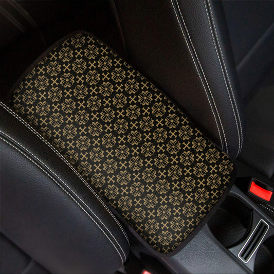 Black And Beige Orthodox Pattern Print Car Center Console Cover