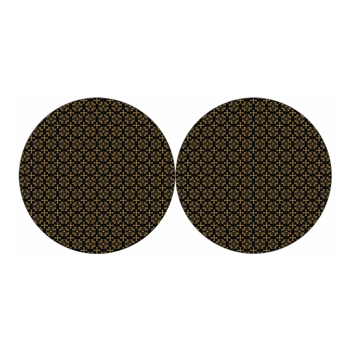 Black And Beige Orthodox Pattern Print Car Coasters