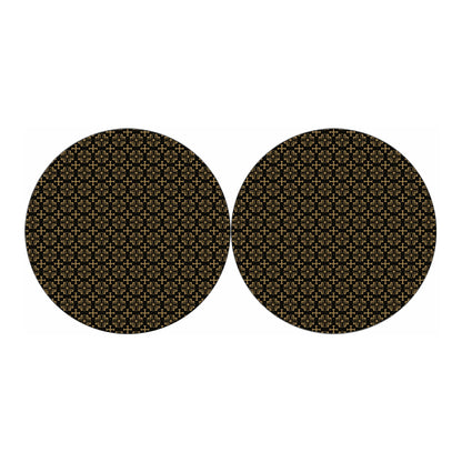 Black And Beige Orthodox Pattern Print Car Coasters