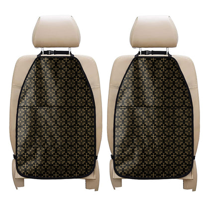 Black And Beige Orthodox Pattern Print Car Seat Organizers
